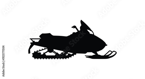 Black snowmobile outline against a white background a striking silhouette
