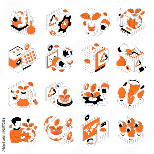 Set of Nature Isometric Illustrations 