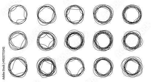 Collection of Hand Drawn Circle Shapes in Various Styles.