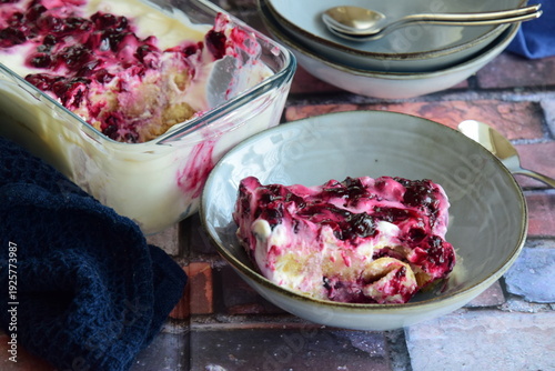 Homemade black currants tiramisu 