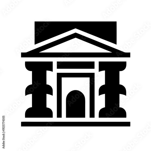 Icon of a building with columns and a triangular roof