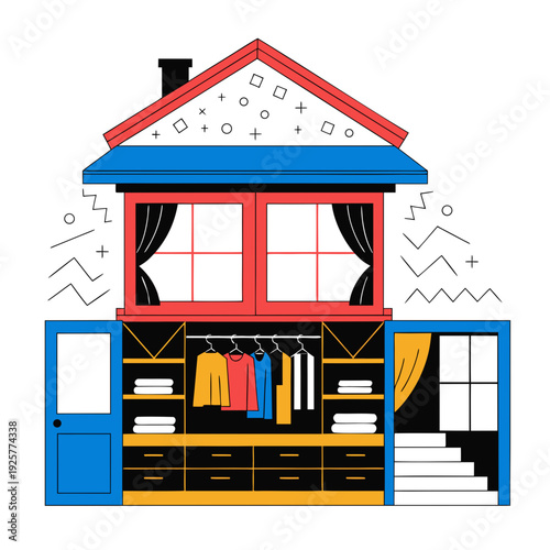 A house with a walk-in closet and stairs