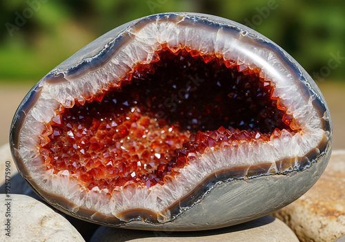 Obraz na płótnie Red agate geode crystal formation