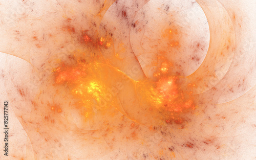 Abstract 3d rendering illustration of fiery orange explosion with glowing Light and smoke texture background