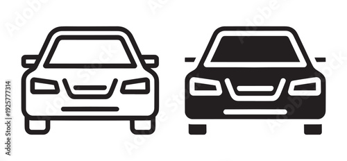 Car Icon Set – Automobile, Transportation, and Vehicle Vector Illustration