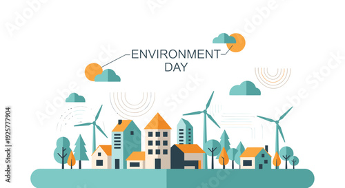 Environmental eco friendly cityscape vector illustration