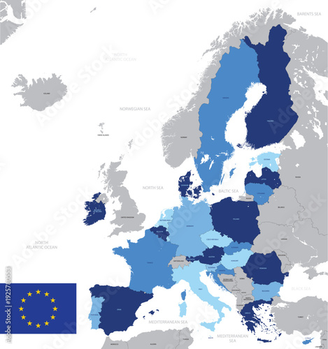 Europe Political Map with European Union Countries