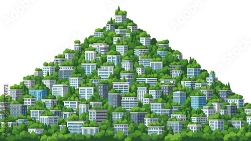 Sustainable urban architecture amidst dense greenery