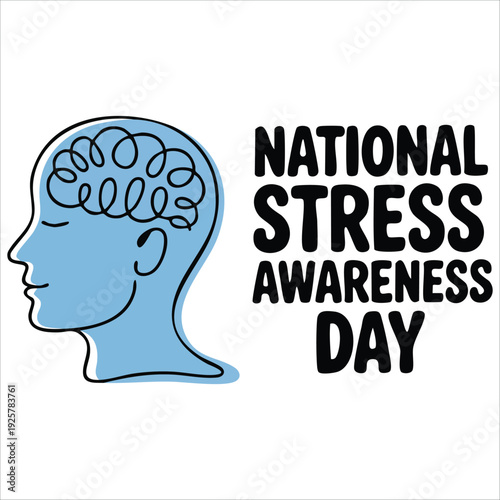 Banner for Stress Relief Day with Calming Colors and Human Figure Isolated Vector Illustration on White Background