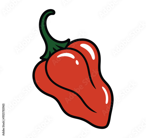 Red habanero pepper vector icon isolated on.