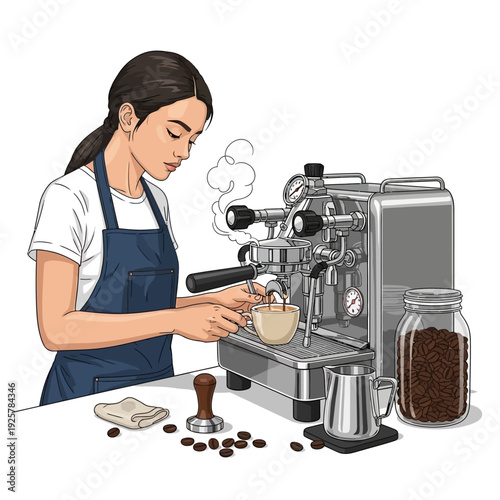 A barista expertly preparing coffee with a professional espresso machine