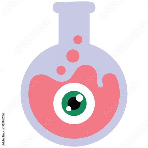 Glass Flask with a Witches Potion and Mysterious Liquid Vector Illustration
