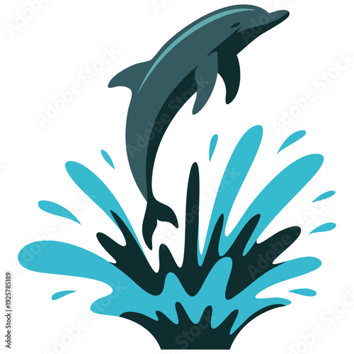 Aquatic Mammal in Action Vector Art for Ocean Themes Isolated Vector Illustration on White Background