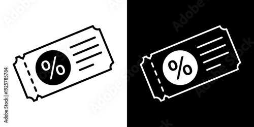 Discount coupon icon concept in flat black and white style on clean background vector illustration design	
