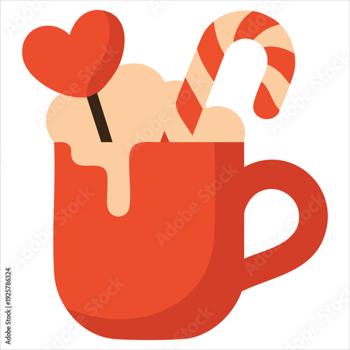 Cute Cup with Colorful Lollipops Christmas Vector Illustration