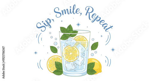 Lemonade vector logo with text 'Sip, Smile, Repeat'