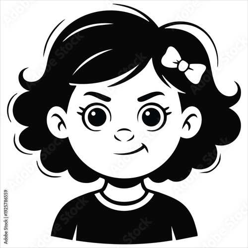 Kid Girl with Grumpy Expression on Face Isolated Female Character Toddler Upset or Angry