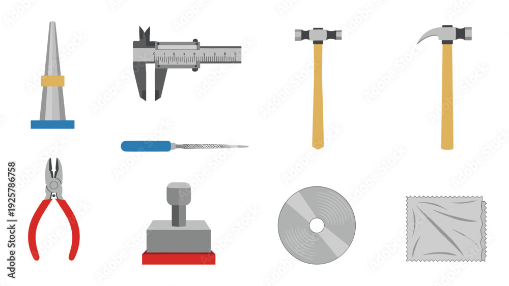 Obraz premium Set of essential workshop tools in flat design