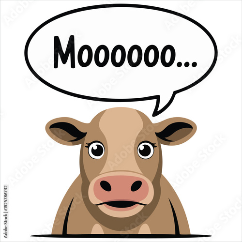 Vector Cow Goes Moo Vector Illustration Mooing Farm Animal