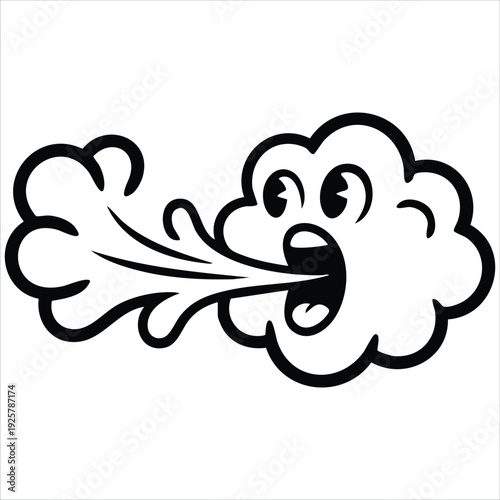 Playful Cumulus with Air Flow Effect Isolated Vector Illustration on White Background