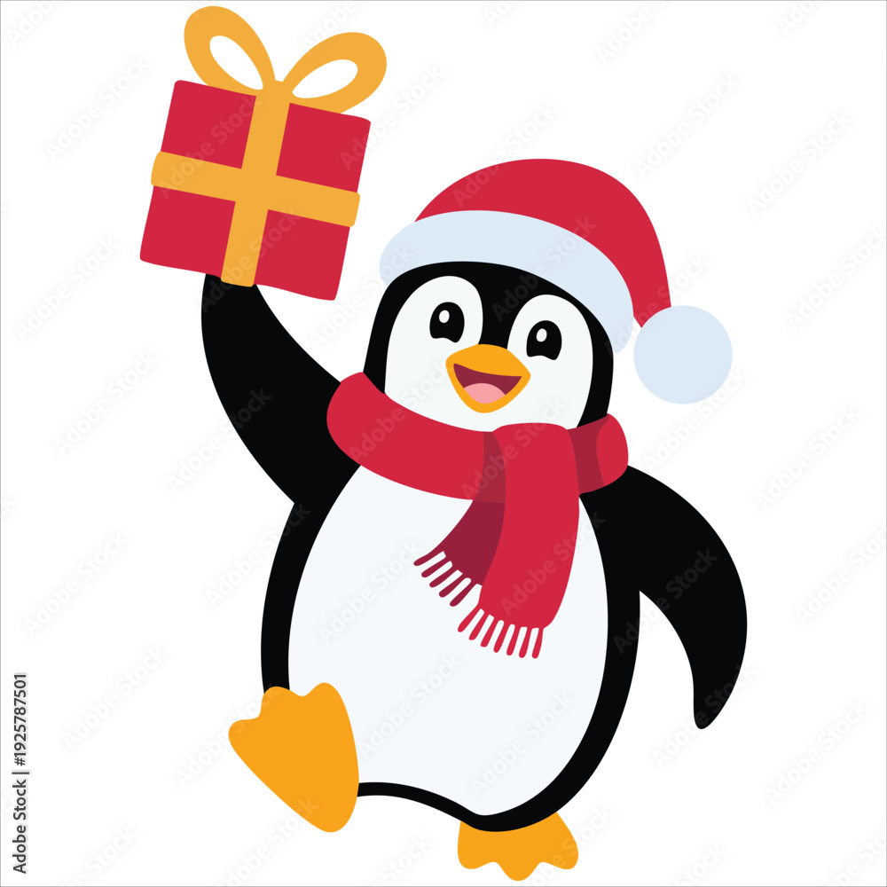 Fototapeta premium Cute Christmas Penguin Character Design Illustration for Holiday Greetings