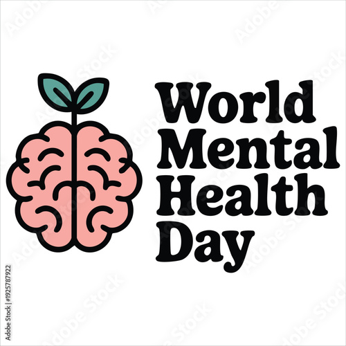 Mind and Nature Connection Symbol for Mental Well Being Isolated Vector Illustration on White Background