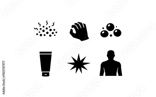 Set of icons representing skin care, hygiene, and health concepts