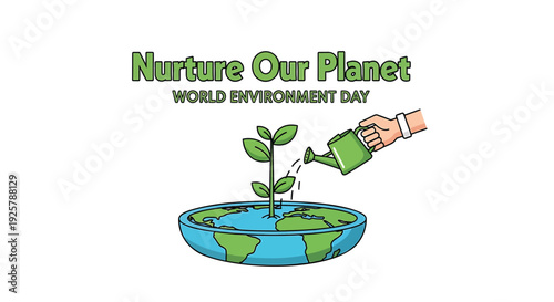 World Environment Day icon with globe and plant