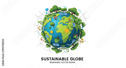 Sustainable globe vector icon