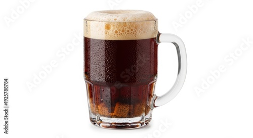 Wallpaper Mural Refreshing dark root beer in glass mug with thick foam on white background Torontodigital.ca