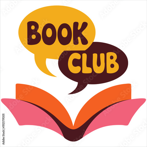 Book club vector logo for literary community and education promotion designs