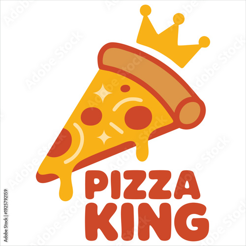 King pizza with crown and stars for pizzeria concept designs