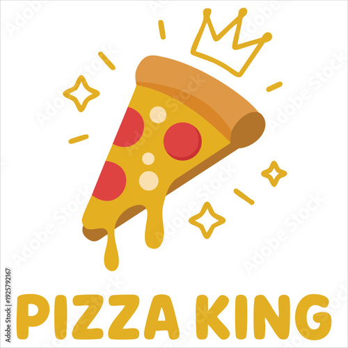 Royal pizza vector with crown for pizzeria and food illustration