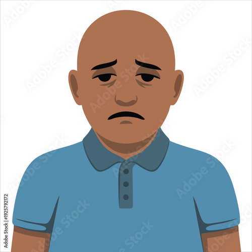 Bald man sad vector for hair loss and male pattern baldness designs