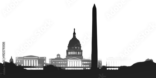Monumental Washington DC skyline with iconic buildings