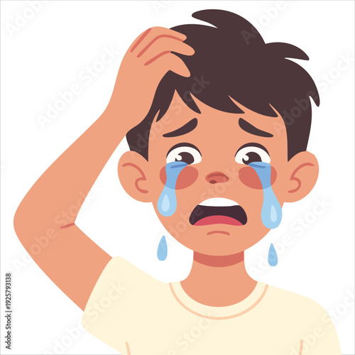 Boy thinking confused for uncertainty and doubt concepts