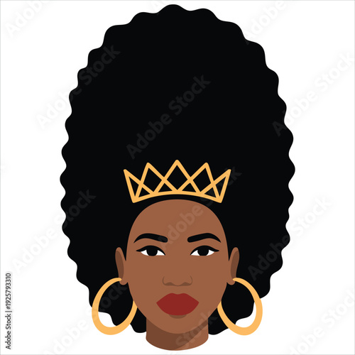 Black woman portrait with crown for posters and t shirt designs