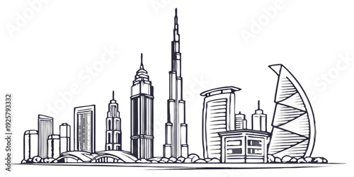 Modern cityscape with sleek skyscrapers and urban landscape