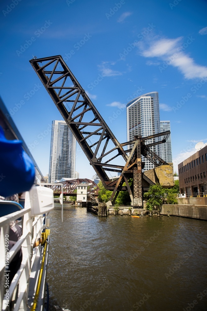 Obraz premium View of the Chicago Skyline on a Clear Blue Summer Day from the River