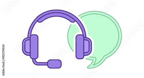 customer service headset and chat bubble