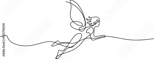 Continuous one line drawing of a fairy. one line art icon drawing vector
