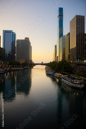 Wallpaper Mural Silhouette View of Chicago Building Skyline at Sunrise Torontodigital.ca
