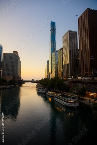 Wallpaper Mural Silhouette View of Chicago Building Skyline at Sunrise Torontodigital.ca