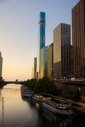 Wallpaper Mural Silhouette View of Chicago Building Skyline at Sunrise Torontodigital.ca