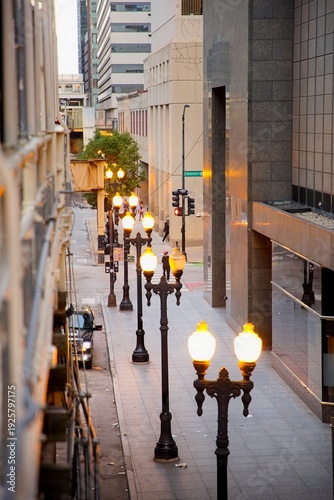 Wallpaper Mural View of Chicago Lampposts at Sunrise Torontodigital.ca