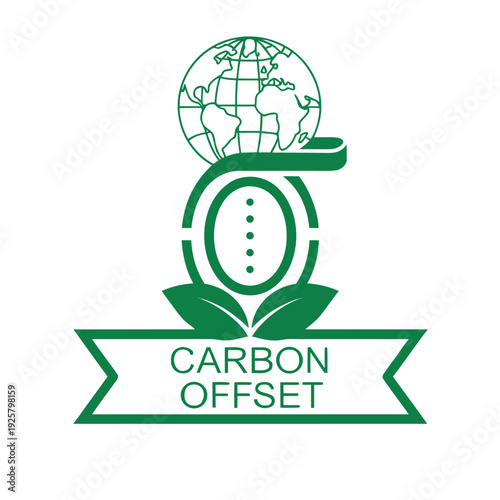 Carbon offset logo with green earth and leaves