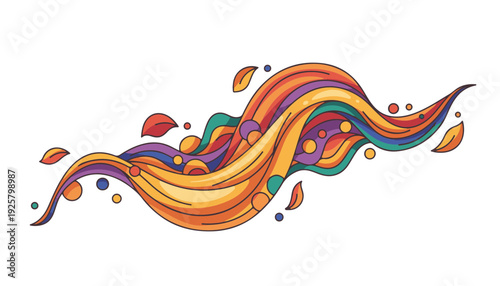 Iridescent silk fabric abstract 3d wave flowing with colorful gradient curves isolated on white for luxury branding background