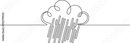Continuous one line drawing of raining cloud. one line art icon drawing vector