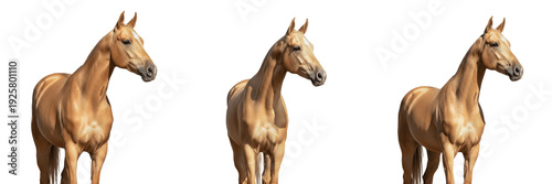 Bild auf Leinwand Akhal-Teke Horse Equus ferus caballus isolated on white background, Turkmen hors