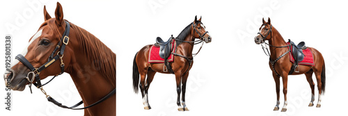 Foto Marwari Horse Equus ferus caballus isolated on white background, Indian horse br